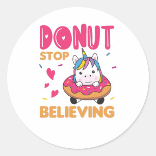 Sticker Rond Donut Unicorn Pun Unicornes colorées Donuts