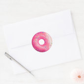 Sticker Rond Donut With Pink Frosting And Sprinkles (Enveloppe)