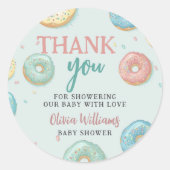 Sticker Rond Donuts & Diapers Mint Merci de Baby shower vert (Devant)
