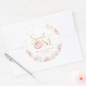 Sticker Rond Donuts d'or rose doux un 1er anniversaire (Enveloppe)
