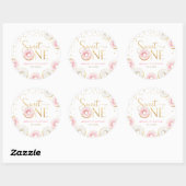 Sticker Rond Donuts d'or rose doux un 1er anniversaire (Feuille)
