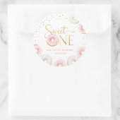Sticker Rond Donuts d'or rose doux un 1er anniversaire (Sac)