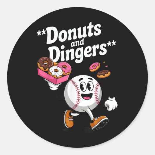 Sticker Rond Donuts Et Dingers Humour De Base-Ball (Devant)