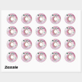 Sticker Rond Donuts roses aquarelle merci (Feuille)