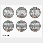 Sticker Rond Doodle aquarelle fil tricot crochet (Feuille)