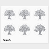 Sticker Rond Doodle Arbre De Vie (Feuille)