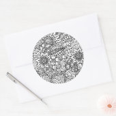 Sticker Rond Doodle de fleurs (Enveloppe)