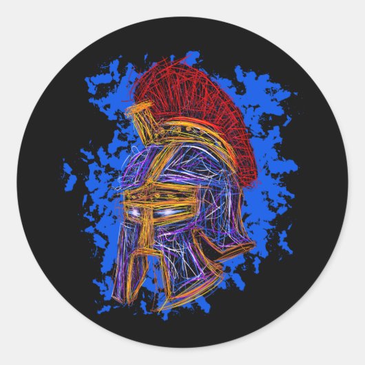 Sticker Rond Doodle de gladiador: El poder y la valentía épica (Devant)