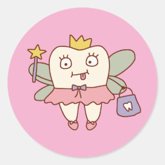 Sticker Rond Doodle de la Fée des Dents Mignonne