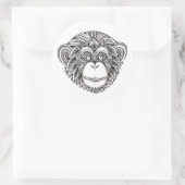 Sticker Rond Doodle de l'illusion du singe (Sac)