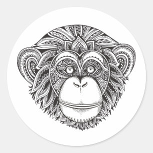 Sticker Rond Doodle de l'illusion du singe