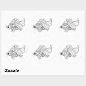 Sticker Rond Doodle de poisson (Feuille)