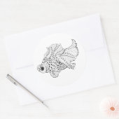 Sticker Rond Doodle de poisson (Enveloppe)