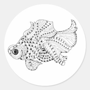 Sticker Rond Doodle de poisson