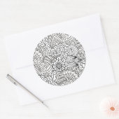 Sticker Rond Doodle design de fleurs (Enveloppe)