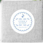 Sticker Rond Doodle d'onde rétro Mariage illustré à la main<br><div class="desc">Doodle d'onde rétro Illustré main écrite Faveur Stickers de mariage</div>