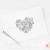 Sticker Rond Doodle du coeur floral (Enveloppe)