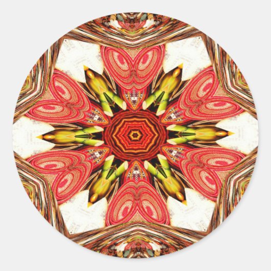 Sticker Rond Doodle Floral Art Imprimer (Devant)