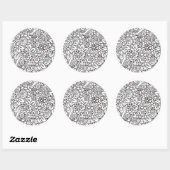 Sticker Rond Doodle Floral Retro (Feuille)