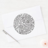 Sticker Rond Doodle Floral Retro (Enveloppe)