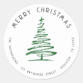 Sticker Rond Doodle Green Christmas Tree Retourner l'adresse (Devant)
