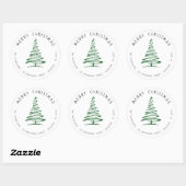 Sticker Rond Doodle Green Christmas Tree Retourner l'adresse (Feuille)