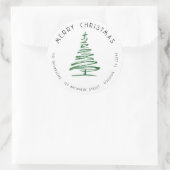 Sticker Rond Doodle Green Christmas Tree Retourner l'adresse (Sac)