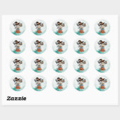 Sticker Rond Doodle Halloween Witch & Owl (Feuille)