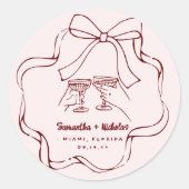 Sticker Rond Doodle Rétro Fantaisiste | Mariage (Devant)