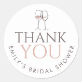Sticker Rond Doodle Wine Glasses Thank You Bridal Shower (Devant)