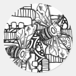 Sticker Rond Doodles abeilles