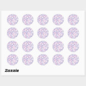 Sticker Rond Doodles floraux rose et violet (Feuille)