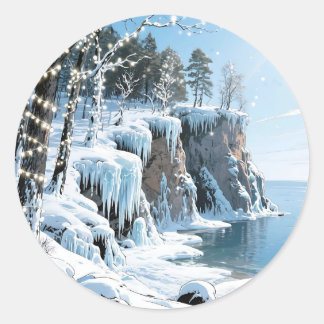 Sticker Rond Door County  Wisconsin Winter Christmas 