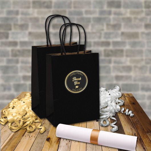 Sticker Rond Dorée | Black Grad Classe Casquette de 2023 Merci