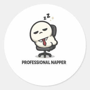 Sticker Rond Dormeuse professionnelle - Personnage de bureau mi