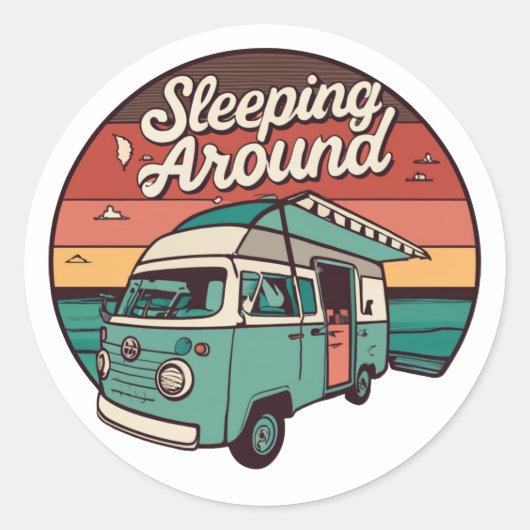 Sticker Rond Dormir Autour Du Camping (Devant)