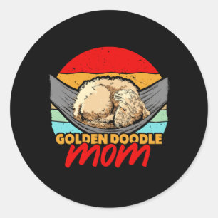 Sticker Rond Dormir Golden Doodle Maman Amoureux des chiens