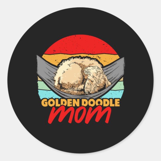 Sticker Rond Dormir Golden Doodle Maman Amoureux des chiens (Devant)