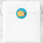Sticker Rond Dormir la fille avec chat confortable (Sac)