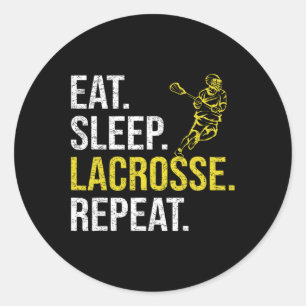 Sticker Rond Dormir Lacrosse Répéter Sports Équipe Cadeaux Homm