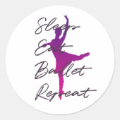 Sticker Rond Dormir, Manger, Ballet, Répéter (Devant)