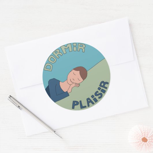 Sticker Rond Dormir, Plaisir (Enveloppe)