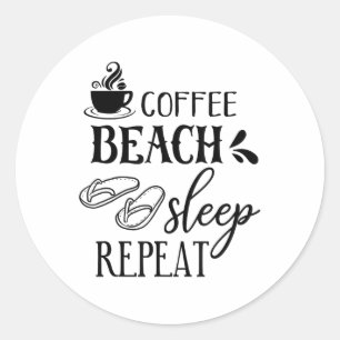 Sticker Rond Dormir sur la plage de café Répéter Été _1