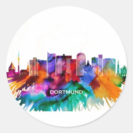 Sticker Rond Dortmund Skyline (Devant)