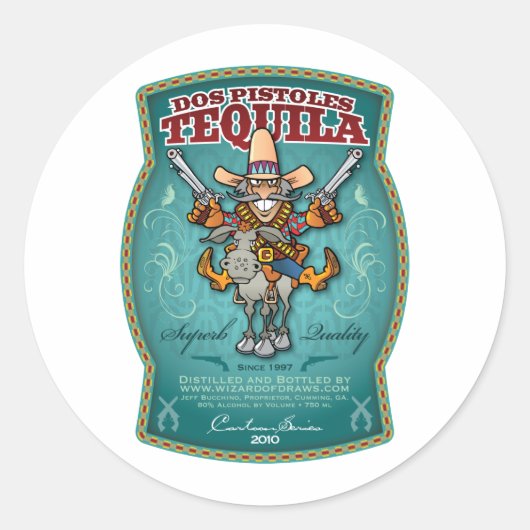Sticker Rond Dos Pistoles Tequila (Devant)