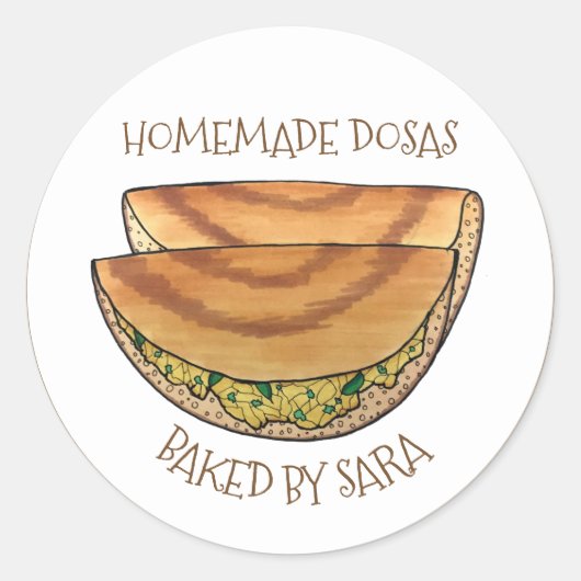 Sticker Rond Dosas Indiennes Masala Dosa Cuisiné Maison (Devant)