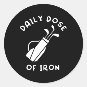 Sticker Rond Dose quotidienne de fer joueur de golf drôle