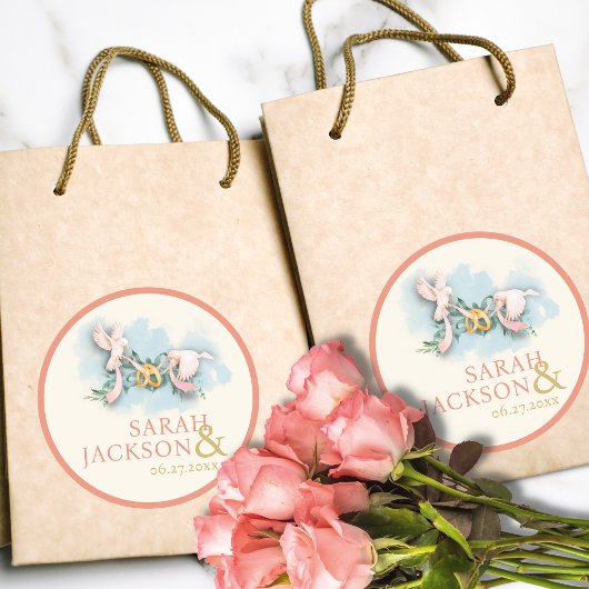 Sticker Rond Doses romantiques Coral Mariage