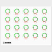 Sticker Rond Dot Christmas Wreath avec Bow (Feuille)