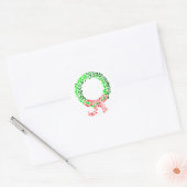 Sticker Rond Dot Christmas Wreath avec Bow (Enveloppe)